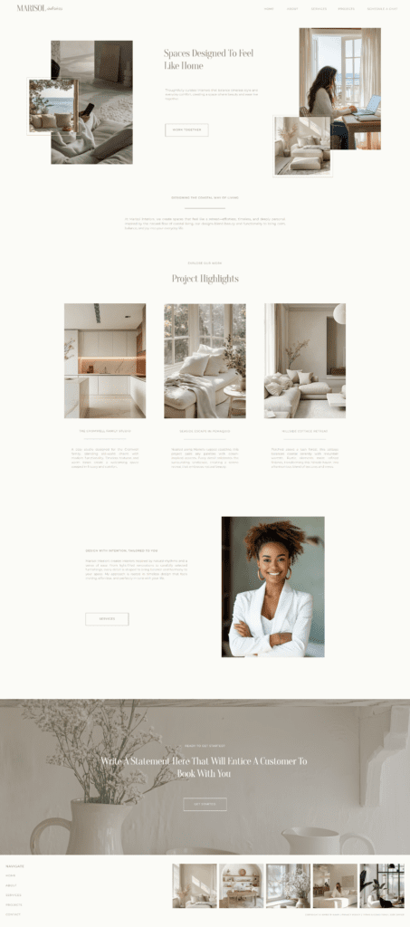 Free mobile-optimized Showit template for small business websites